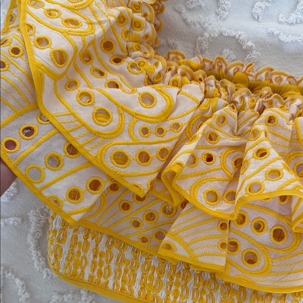 Yellow Ruffled Off-Shoulder Top - Picture 5 of 5
